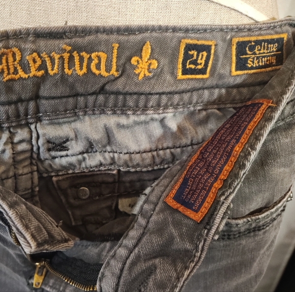 Rock Revival Skinny Jean, Women Gray, Pockets, Black Sequin, Celline, 29 - Picture 3 of 15